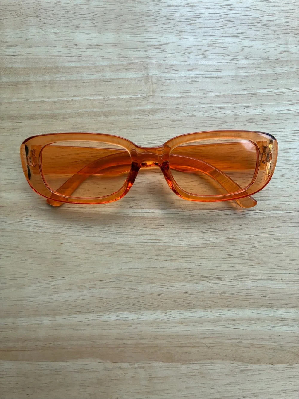 Vintage-Inspired Translucent Orange Rectangular Sunglasses